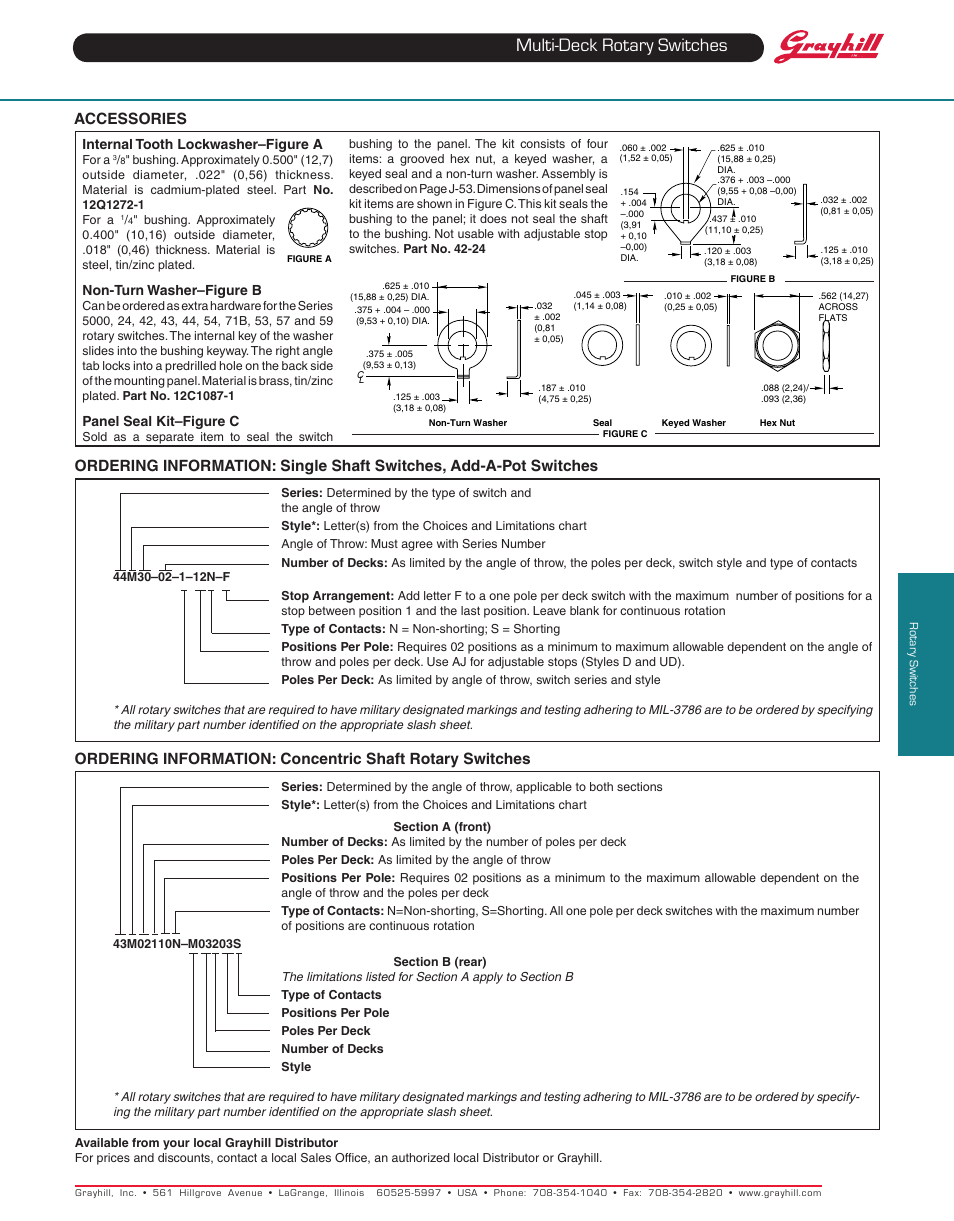Multi-deck rotary switches, Accessories | Grayhill Multi-Deck Rotary Switches 54 Series User Manual | Page 10 / 10