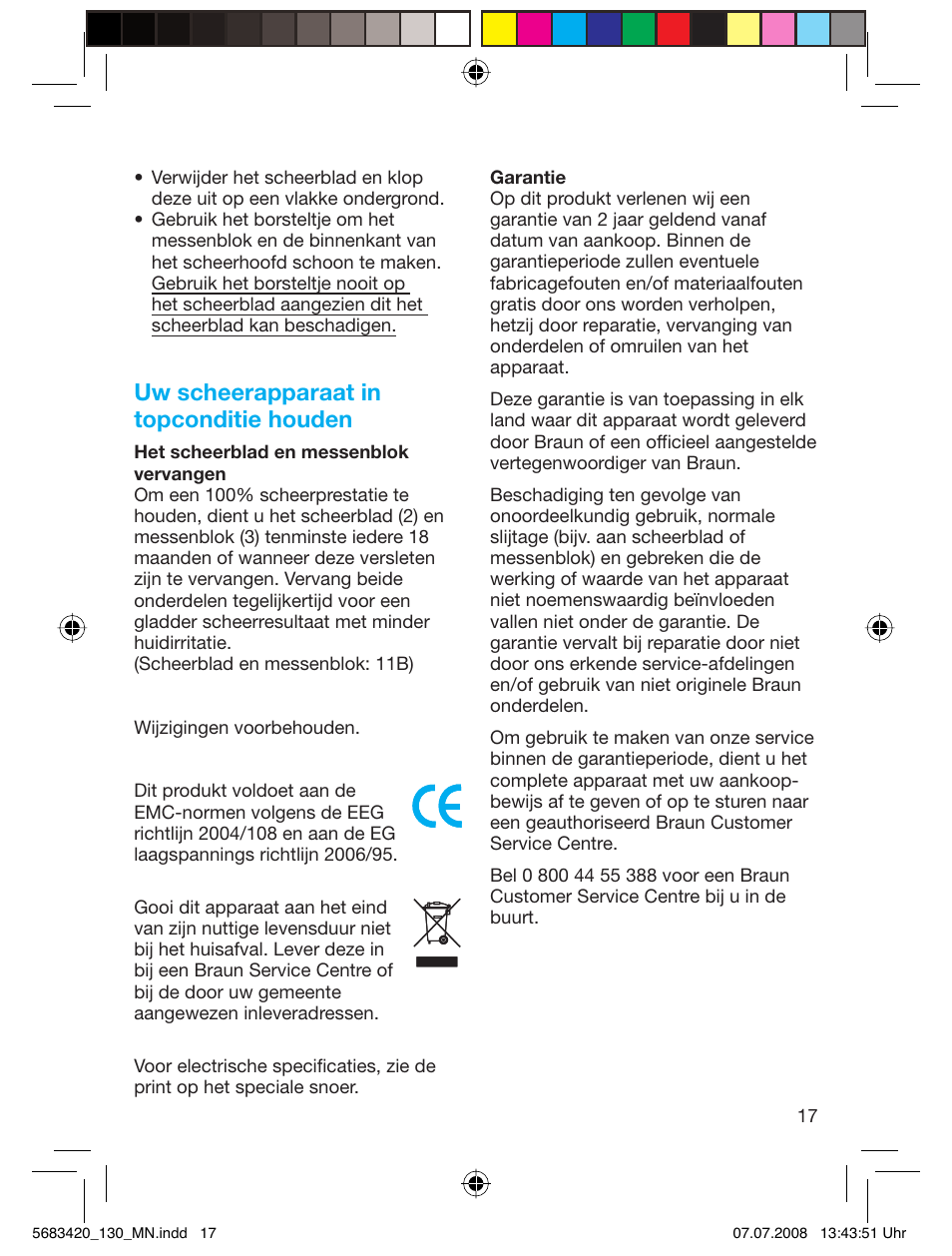 Uw scheerapparaat in topconditie houden | Braun practica 130 User Manual | Page 17 / 30