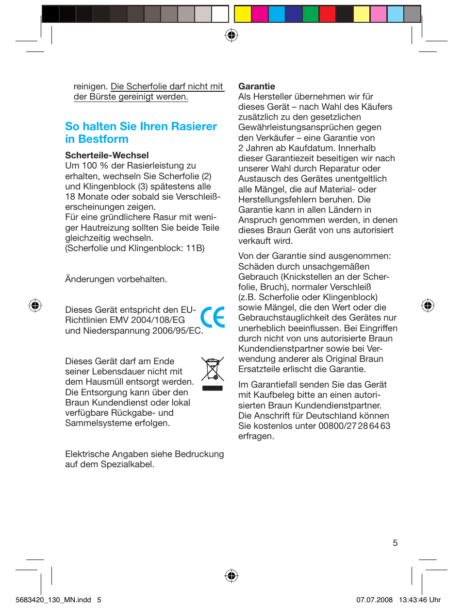 So halten sie ihren rasierer in bestform | Braun practica 130 User Manual | Page 5 / 30