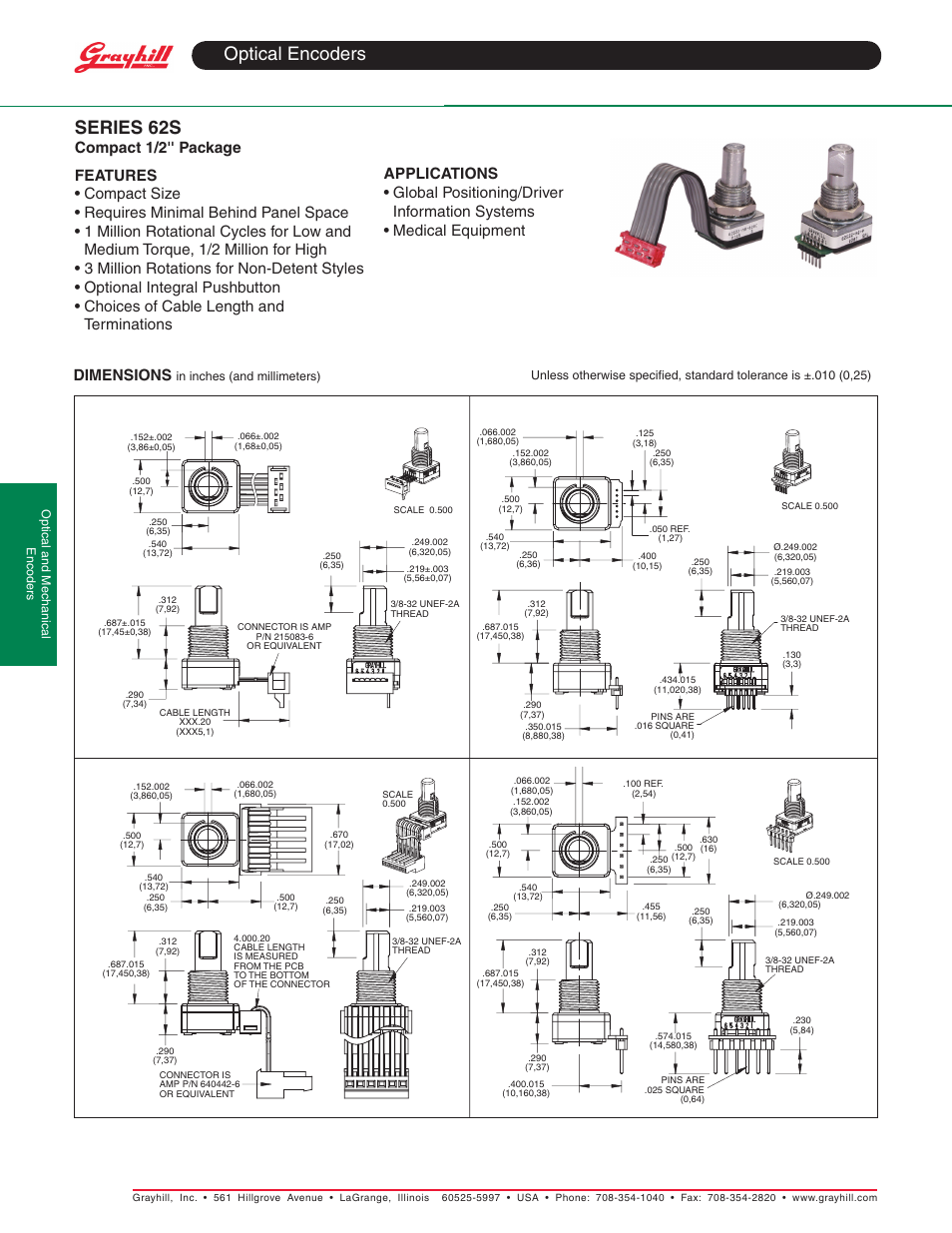 Grayhill Human Interface Optical Encoders 62S Series User Manual | 2 pages