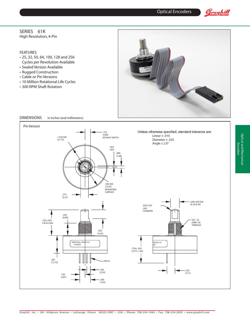 Grayhill Human Interface Optical Encoders 61R Series User Manual | 5 pages