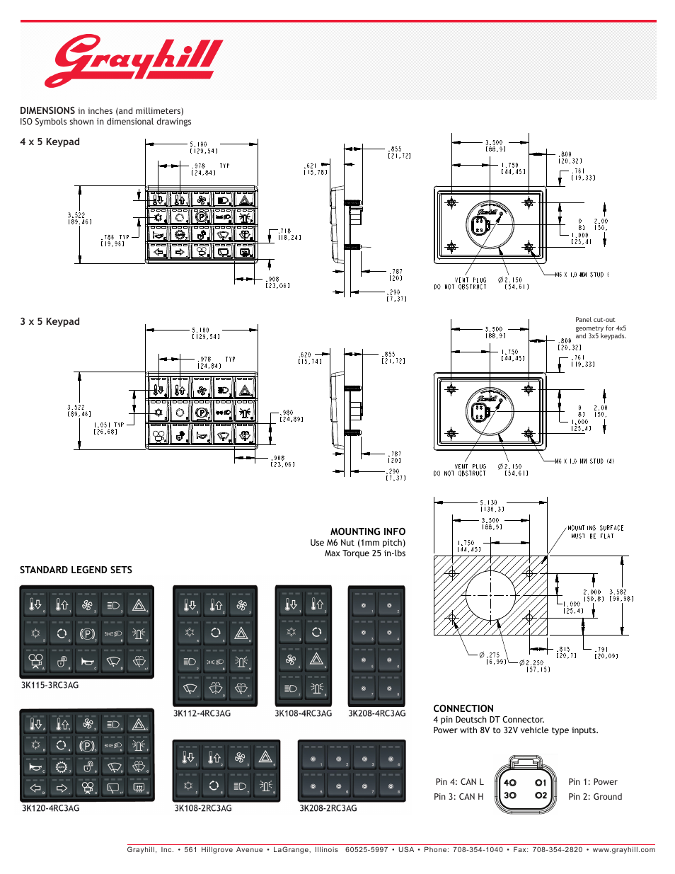 Grayhill Keypads 3K Series User Manual | Page 2 / 4