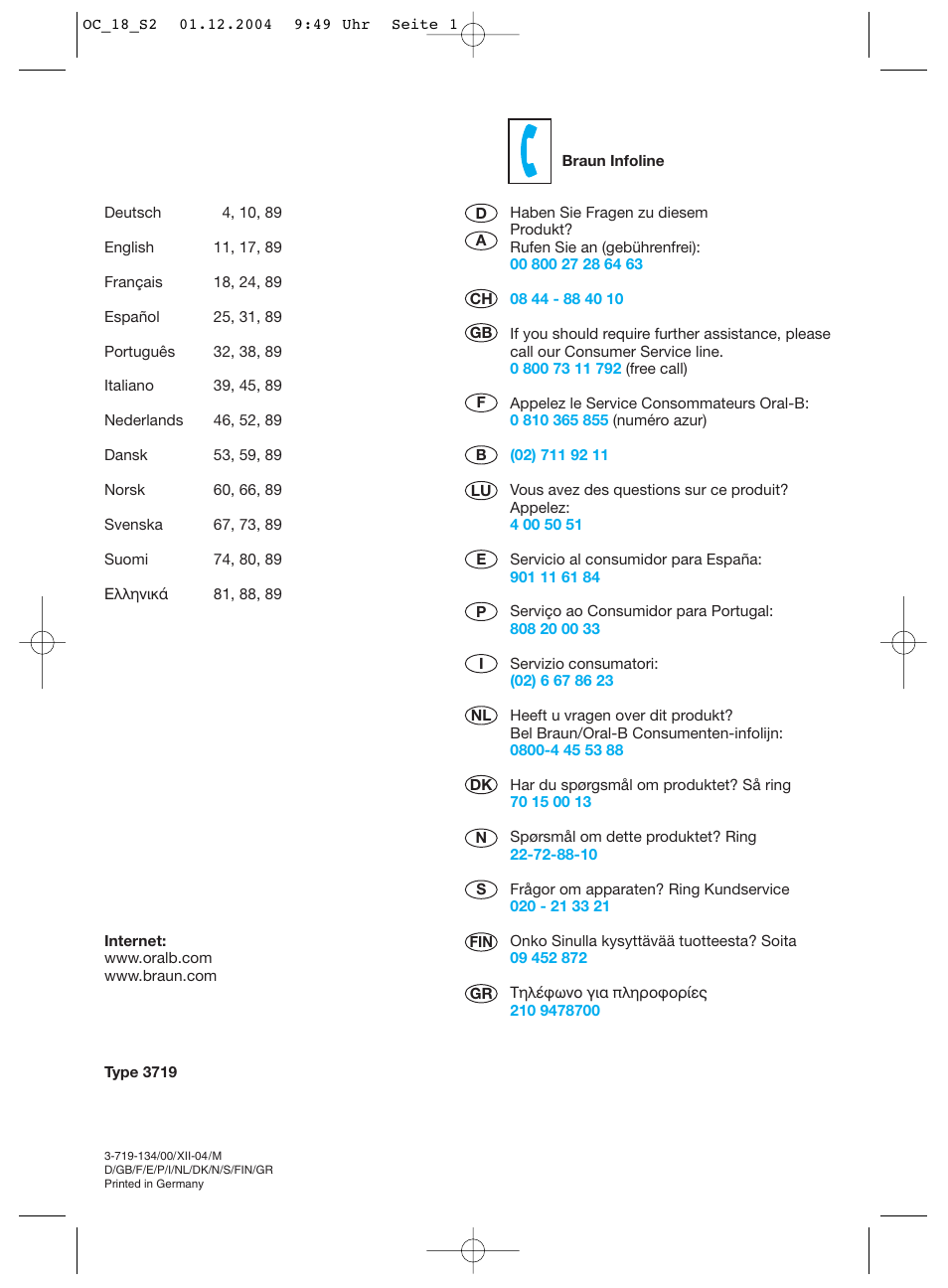 Braun 8500 Series User Manual | Page 2 / 92