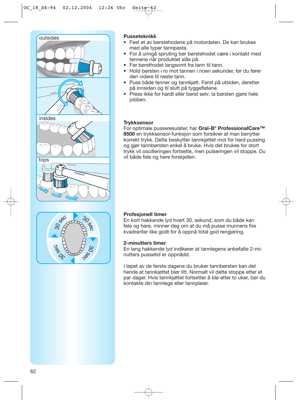 Braun 8500 Series User Manual | Page 62 / 92