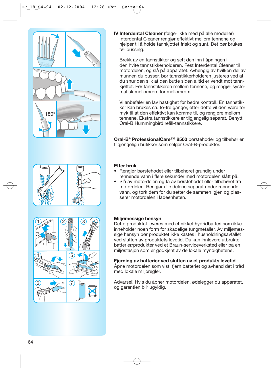 Braun 8500 Series User Manual | Page 64 / 92