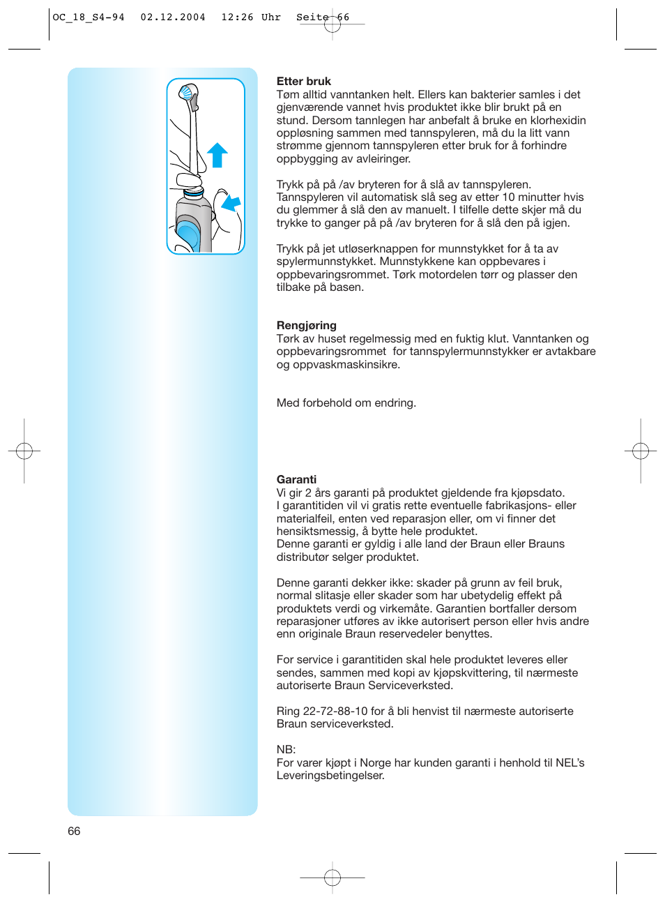 Braun 8500 Series User Manual | Page 66 / 92