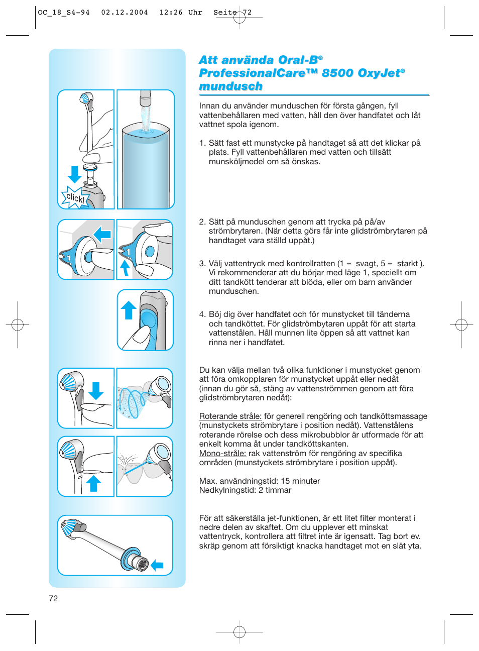 Att använda oral-b, Mundusch | Braun 8500 Series User Manual | Page 72 / 92