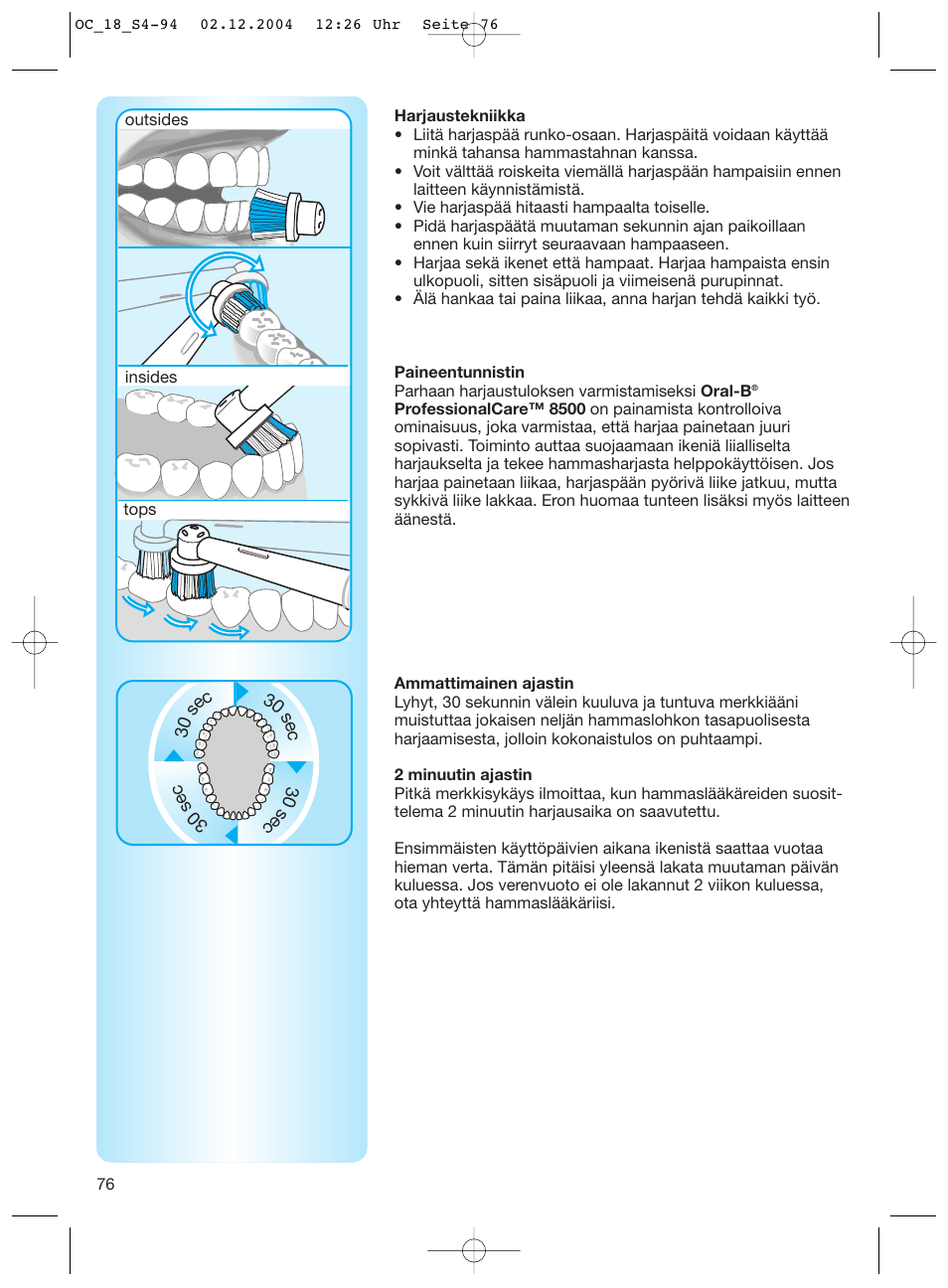 Braun 8500 Series User Manual | Page 76 / 92