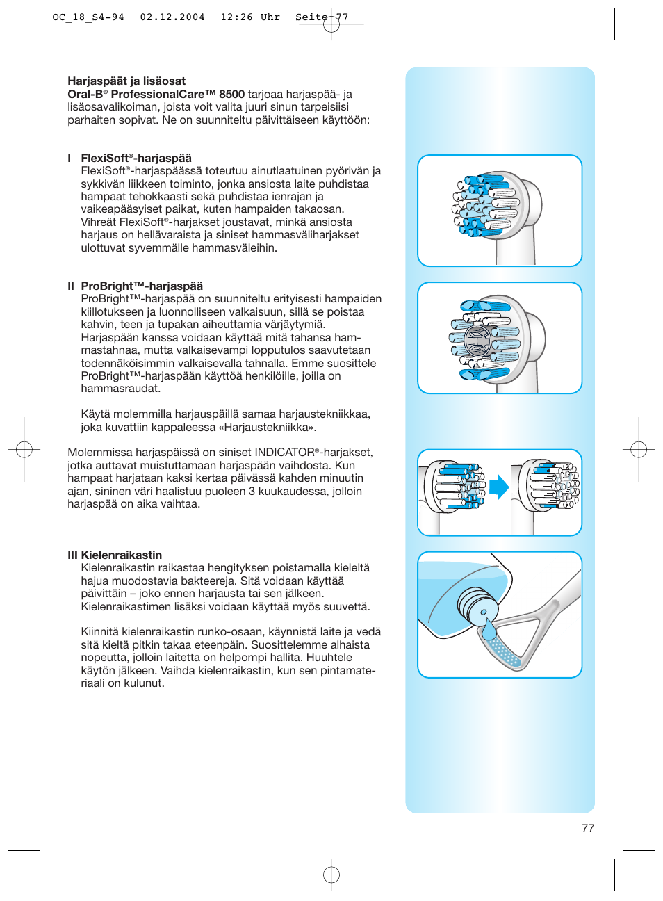 Braun 8500 Series User Manual | Page 77 / 92