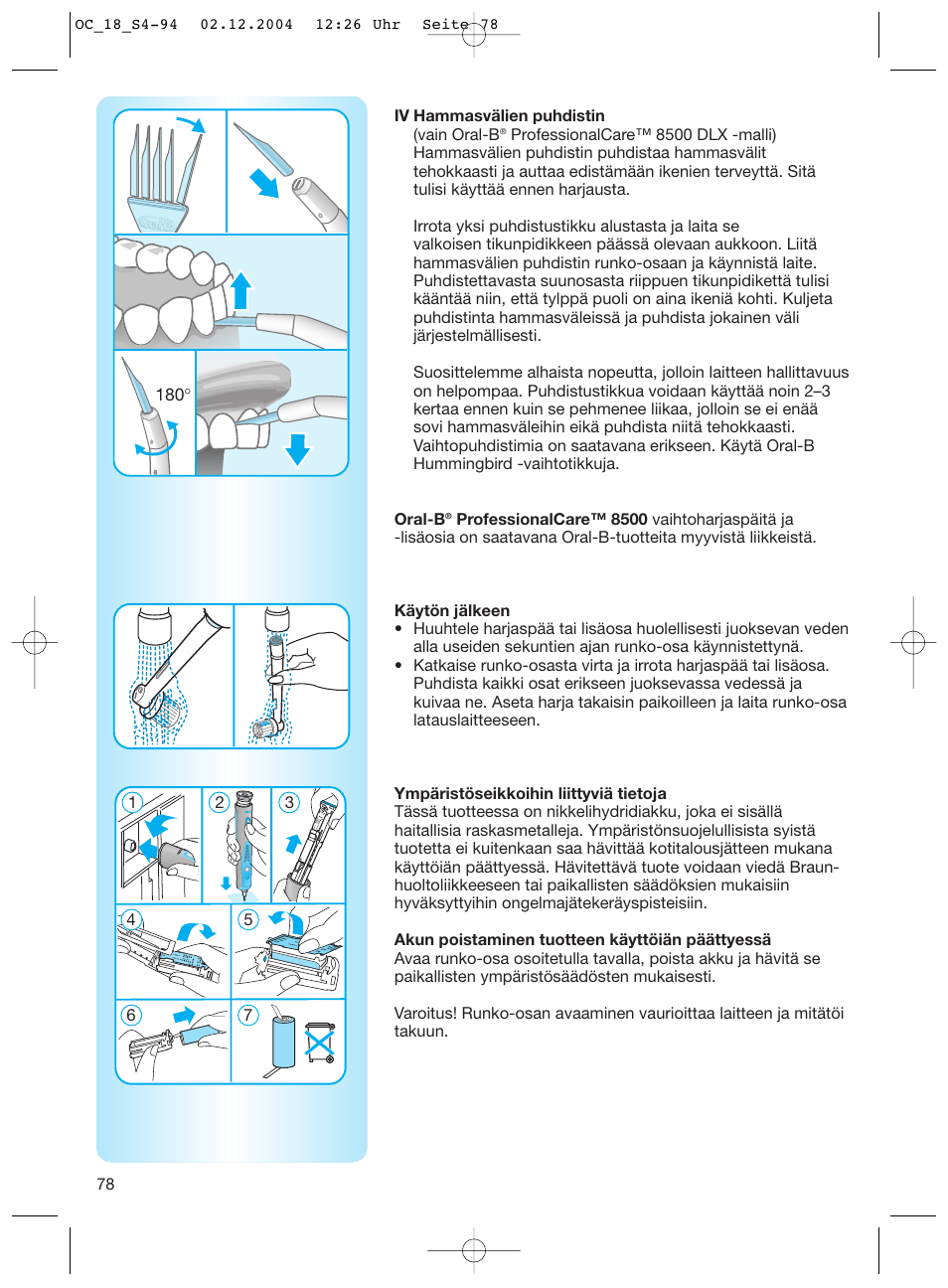Braun 8500 Series User Manual | Page 78 / 92