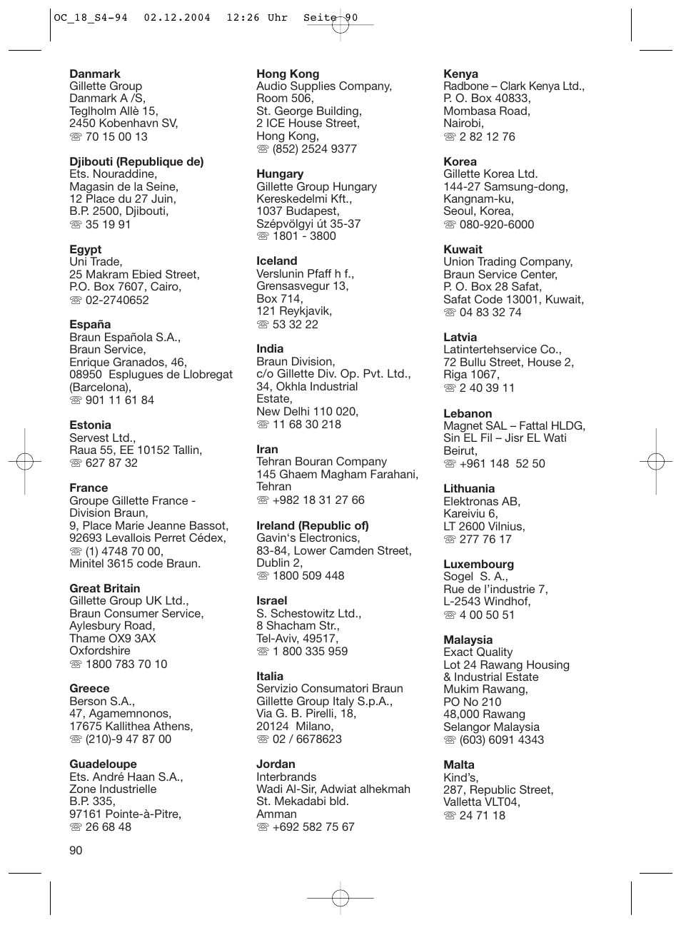 Braun 8500 Series User Manual | Page 90 / 92