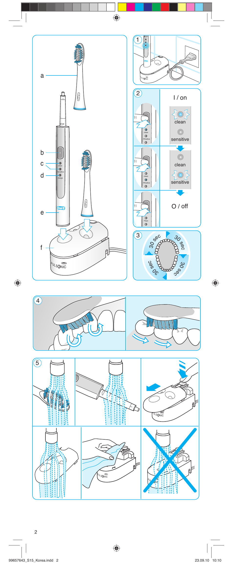 O / off i / on | Braun Pulsonic S 15.523.2 User Manual | Page 2 / 6