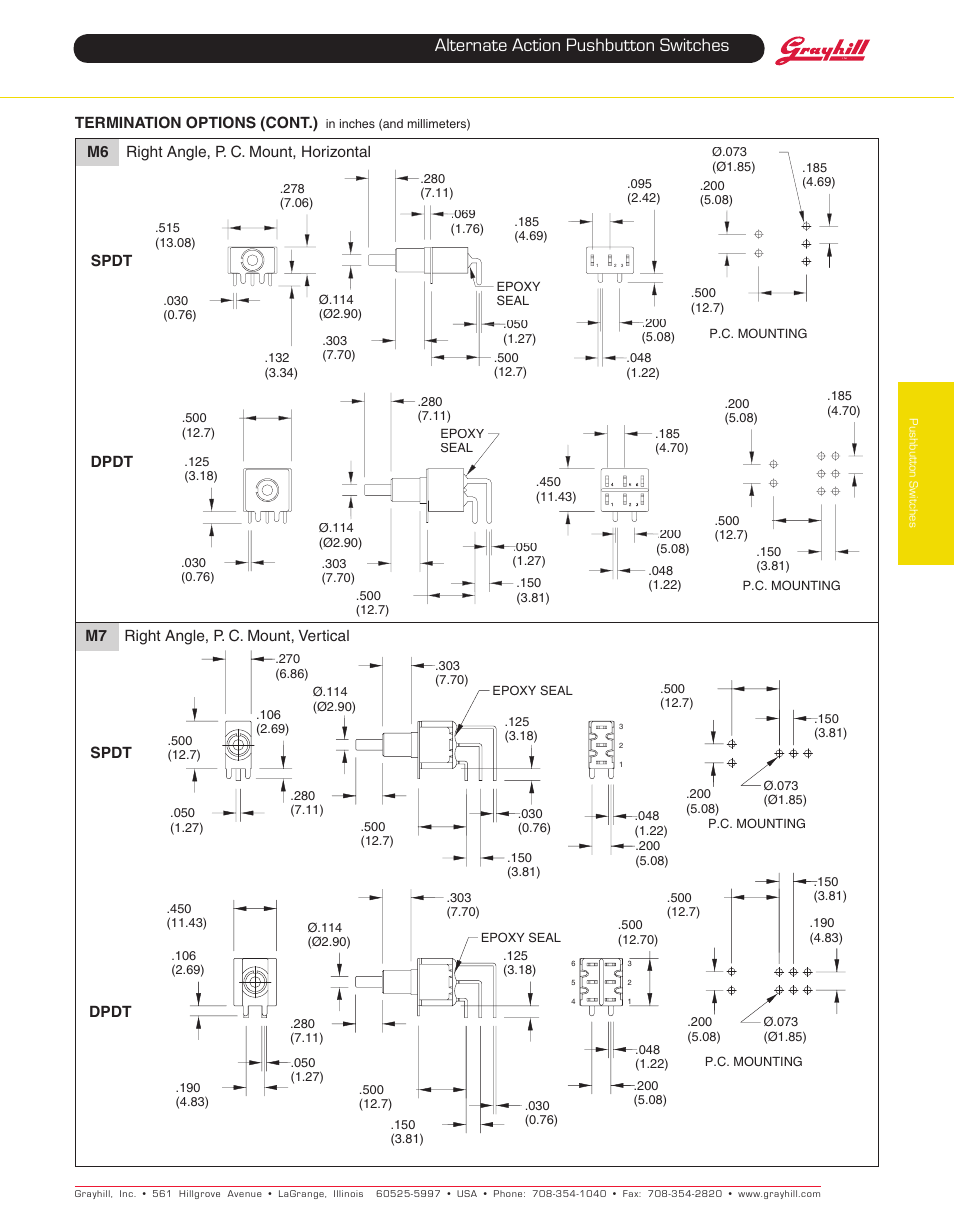 Alternate action pushbutton switches | Grayhill Pushbutton switches: Butt Contact 38D Series User Manual | Page 3 / 5