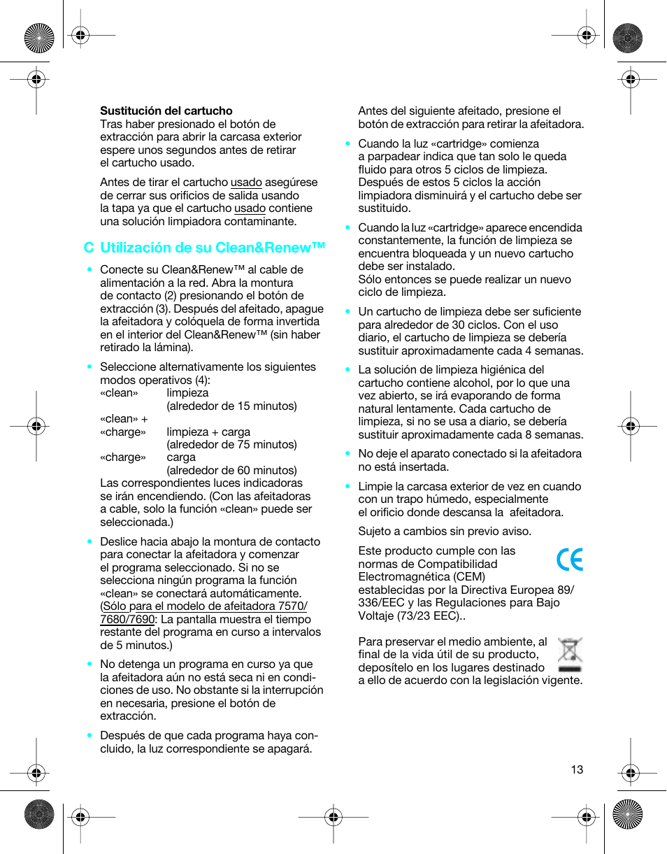 C utilización de su clean&renew | Braun 5301 User Manual | Page 12 / 40