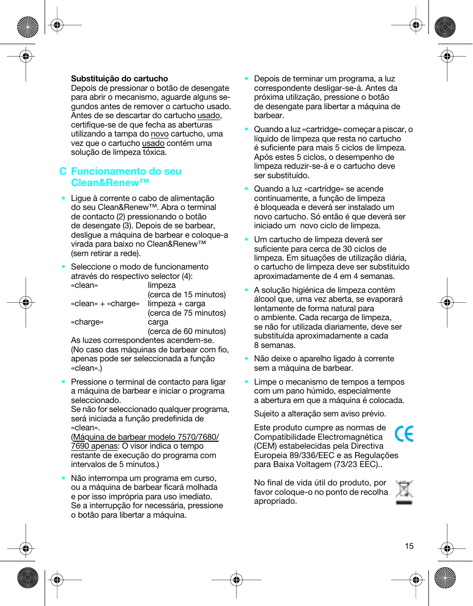 C funcionamento do seu clean&renew | Braun 5301 User Manual | Page 14 / 40