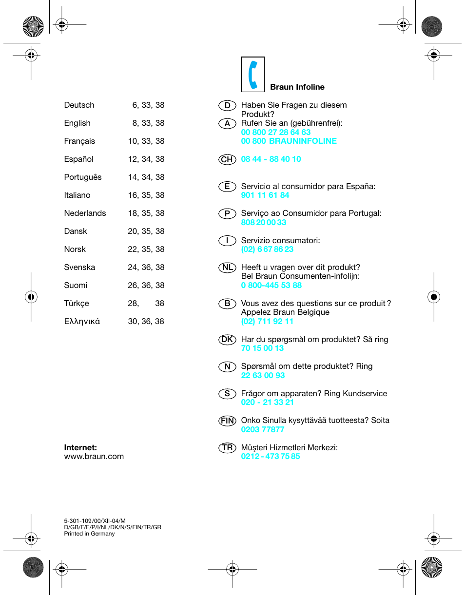 Braun 5301 User Manual | Page 2 / 40