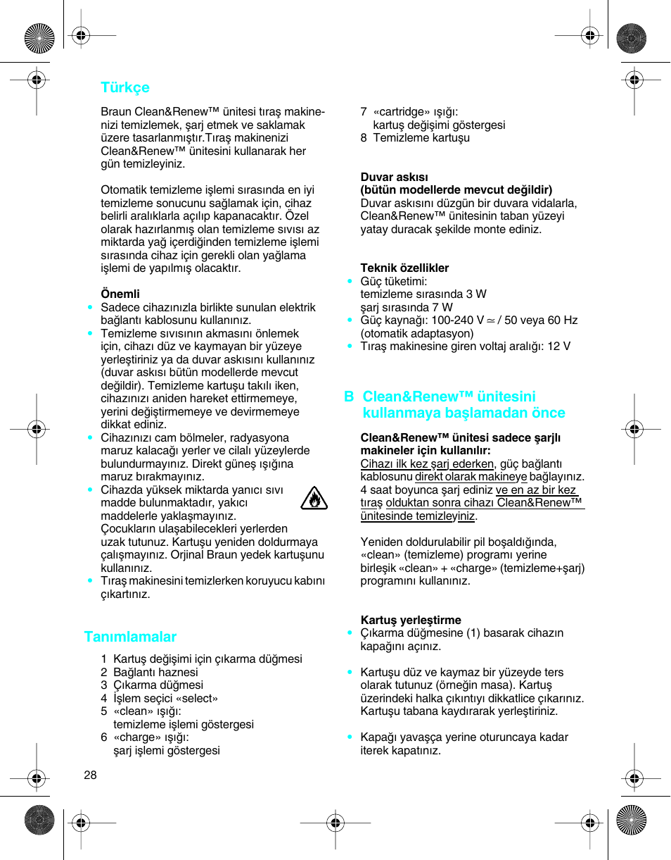 Türkçe, Tanımlamalar | Braun 5301 User Manual | Page 27 / 40