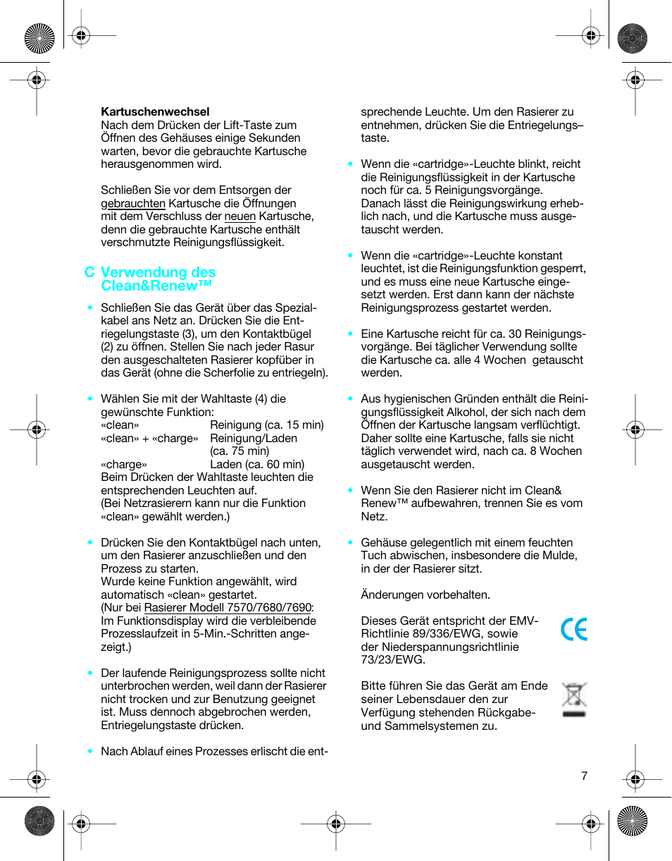 C verwendung des clean&renew | Braun 5301 User Manual | Page 6 / 40