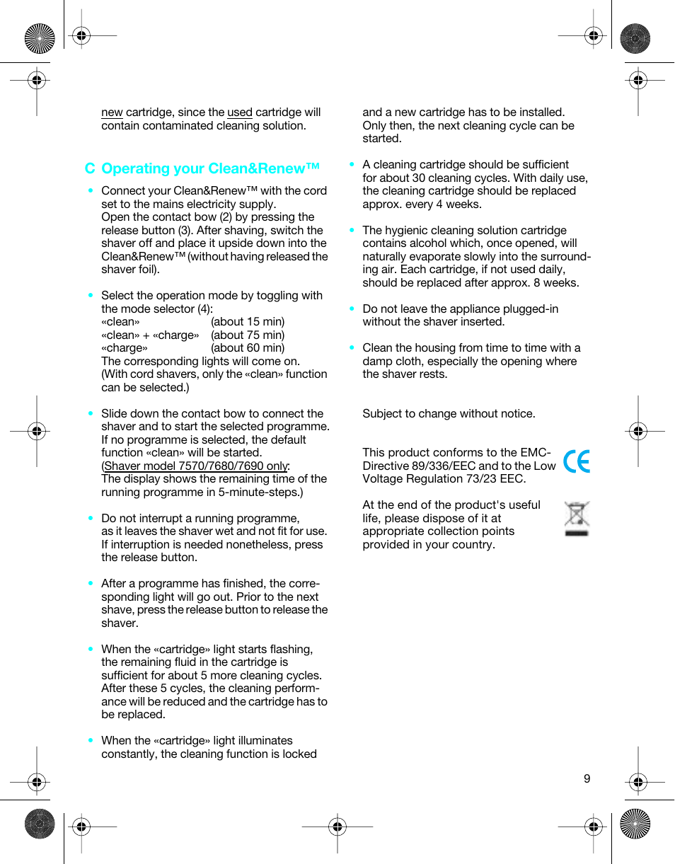 C operating your clean&renew | Braun 5301 User Manual | Page 8 / 40