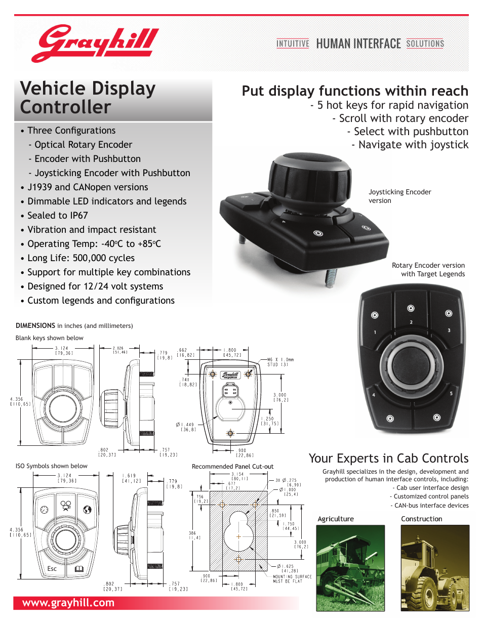 Grayhill Joysticks/NavCoders 3J Series User Manual | 2 pages