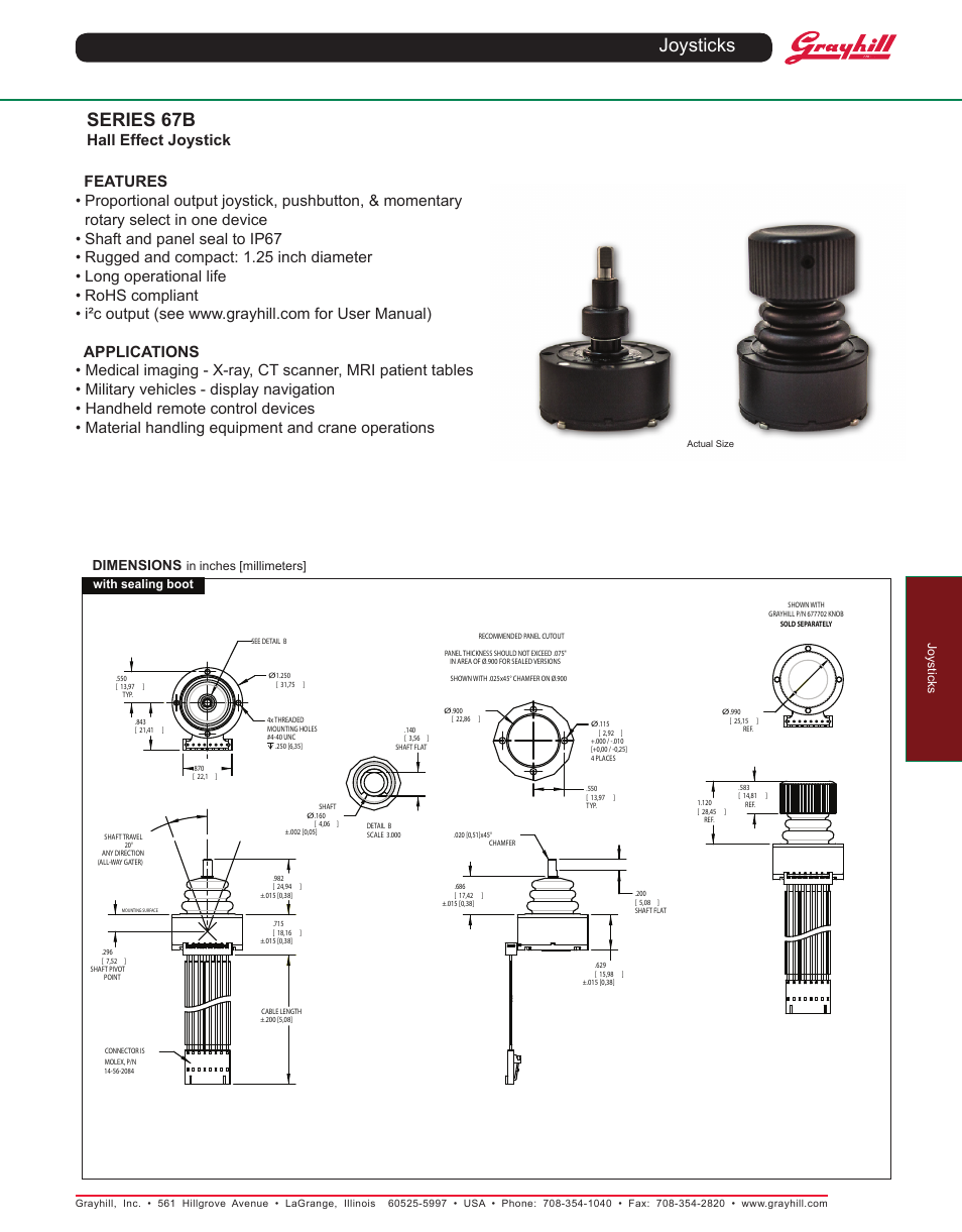 Grayhill Joysticks/NavCoders 67B Series User Manual | 4 pages