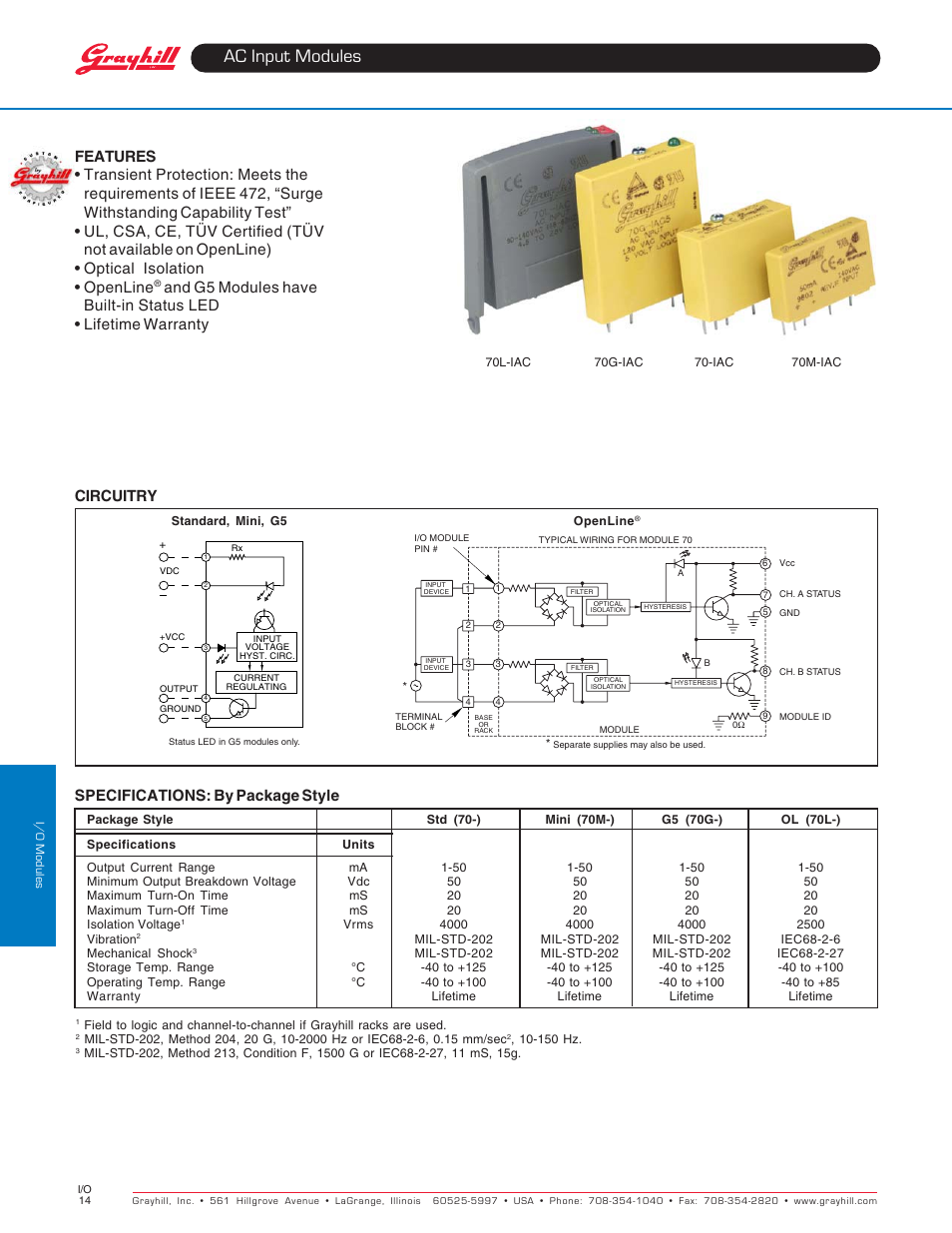 Grayhill Modules AC Input User Manual | 2 pages