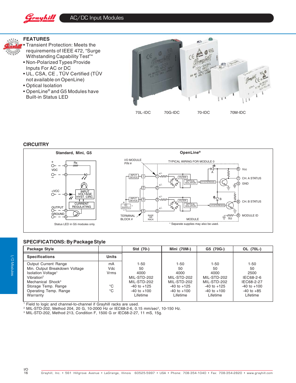 Grayhill Modules AC/DC Input User Manual | 2 pages