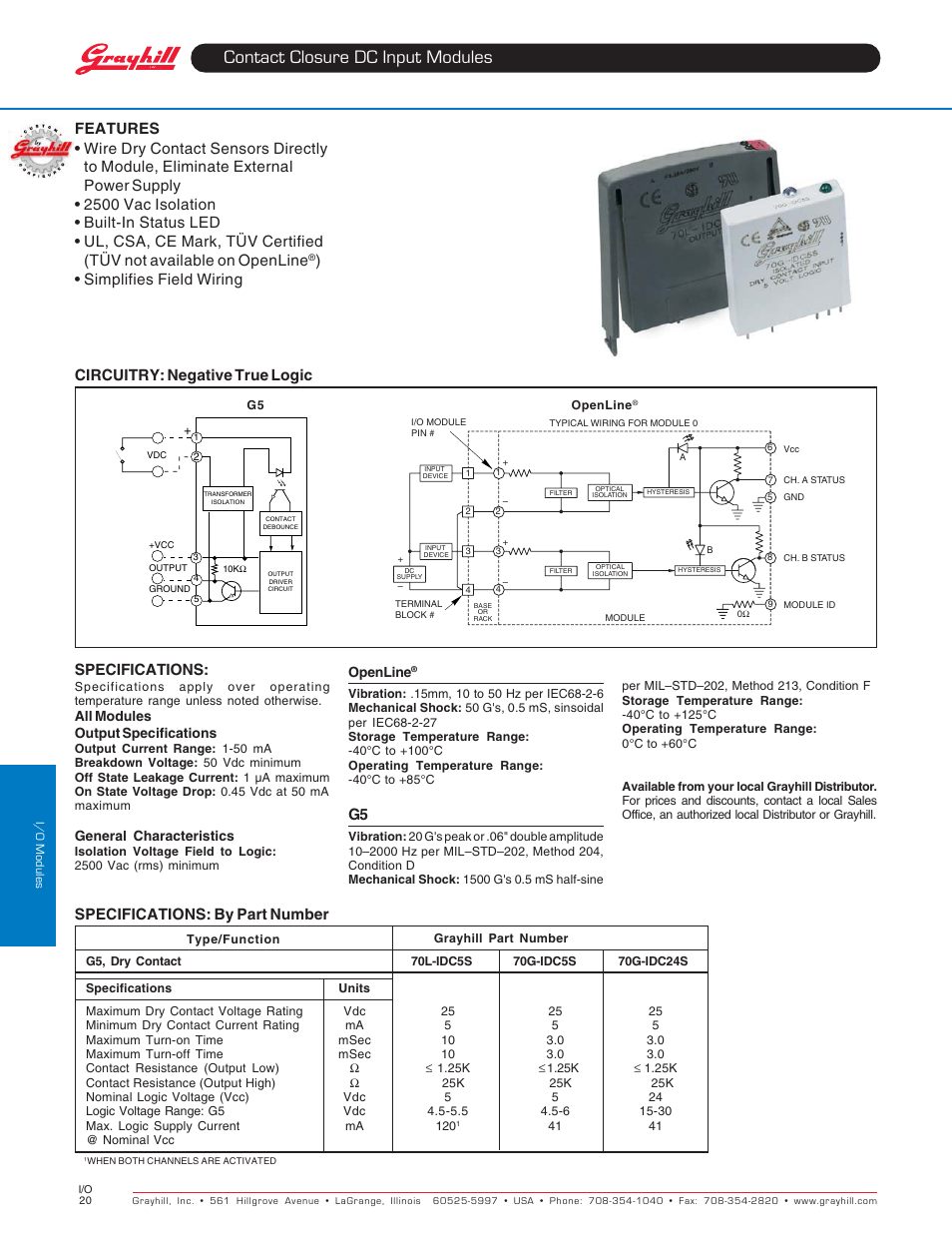 Grayhill Modules Contact Closure DC Input User Manual | 1 page