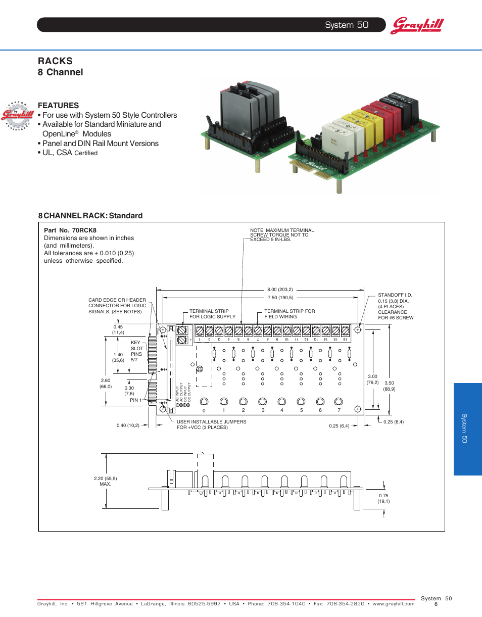 Grayhill Racks 8 Channel User Manual | 5 pages