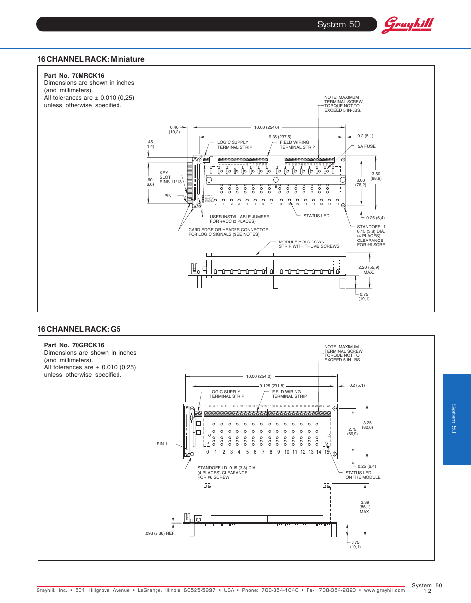 System 50, System 50 1 2 | Grayhill Racks 16 Channel User Manual | Page 2 / 7
