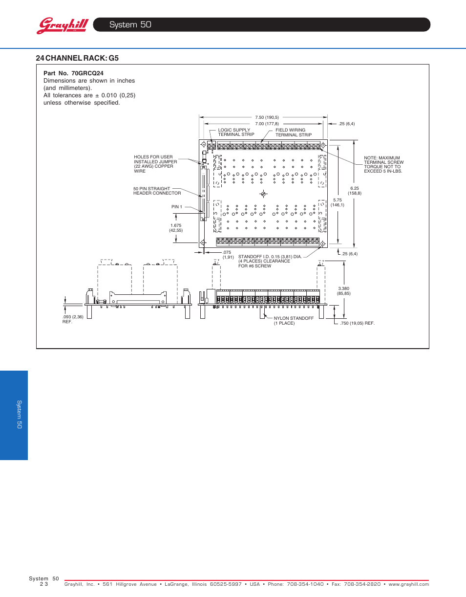 System 50, 24 channel racks, 24 channel rack: g5 | Grayhill Racks 24 Channel User Manual | Page 2 / 3