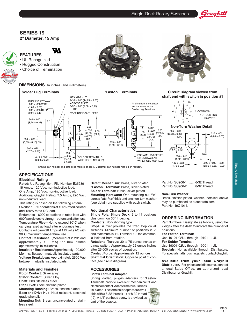 Grayhill Rotary - Screw Terminals User Manual | 1 page