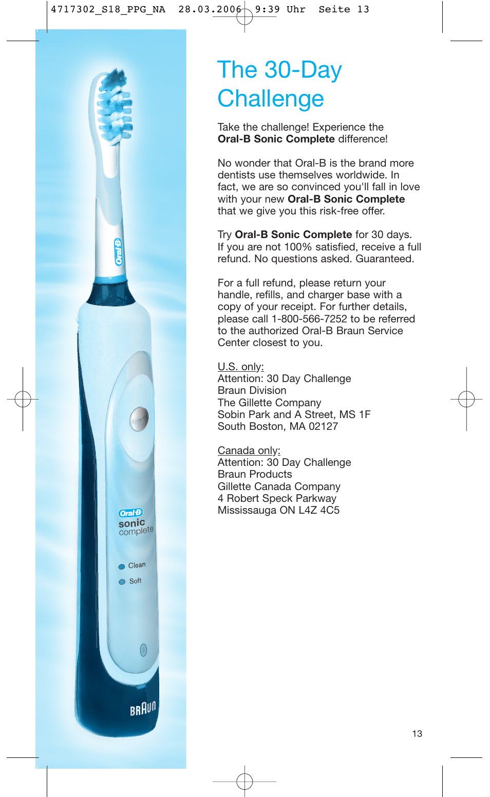 The 30-day challenge | Braun Sonic complete Toothbrush User Manual | Page 12 / 33