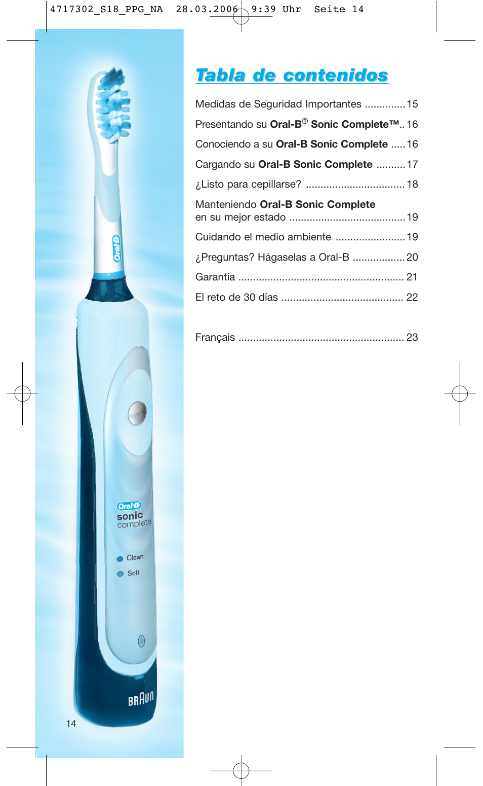 Braun Sonic complete Toothbrush User Manual | Page 13 / 33