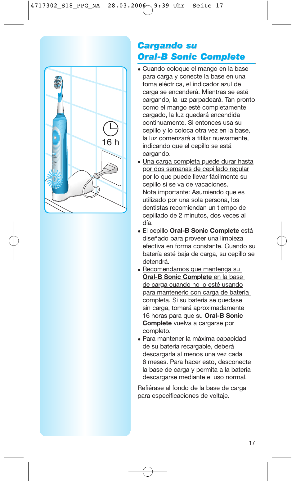 Braun Sonic complete Toothbrush User Manual | Page 16 / 33