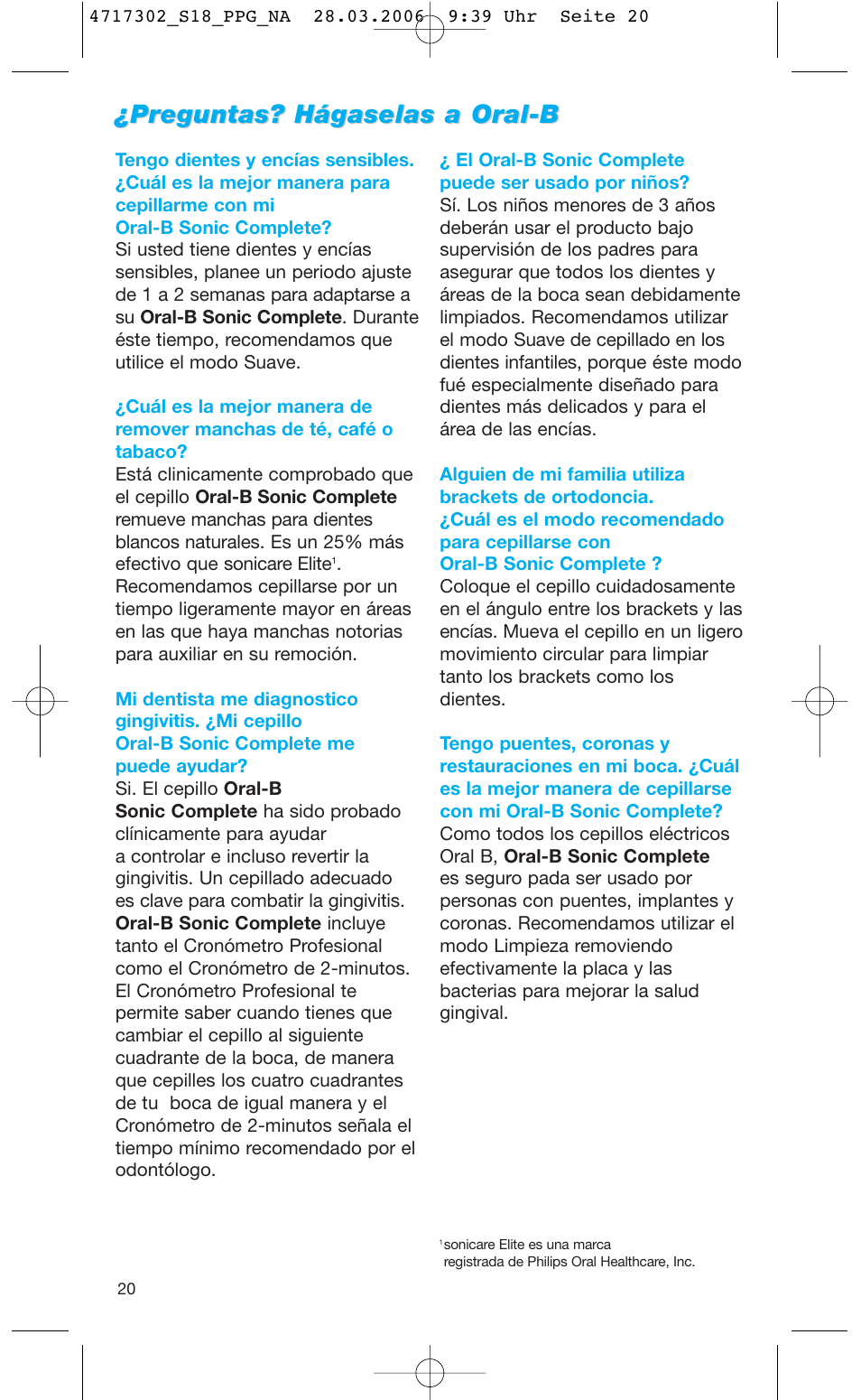 Braun Sonic complete Toothbrush User Manual | Page 19 / 33