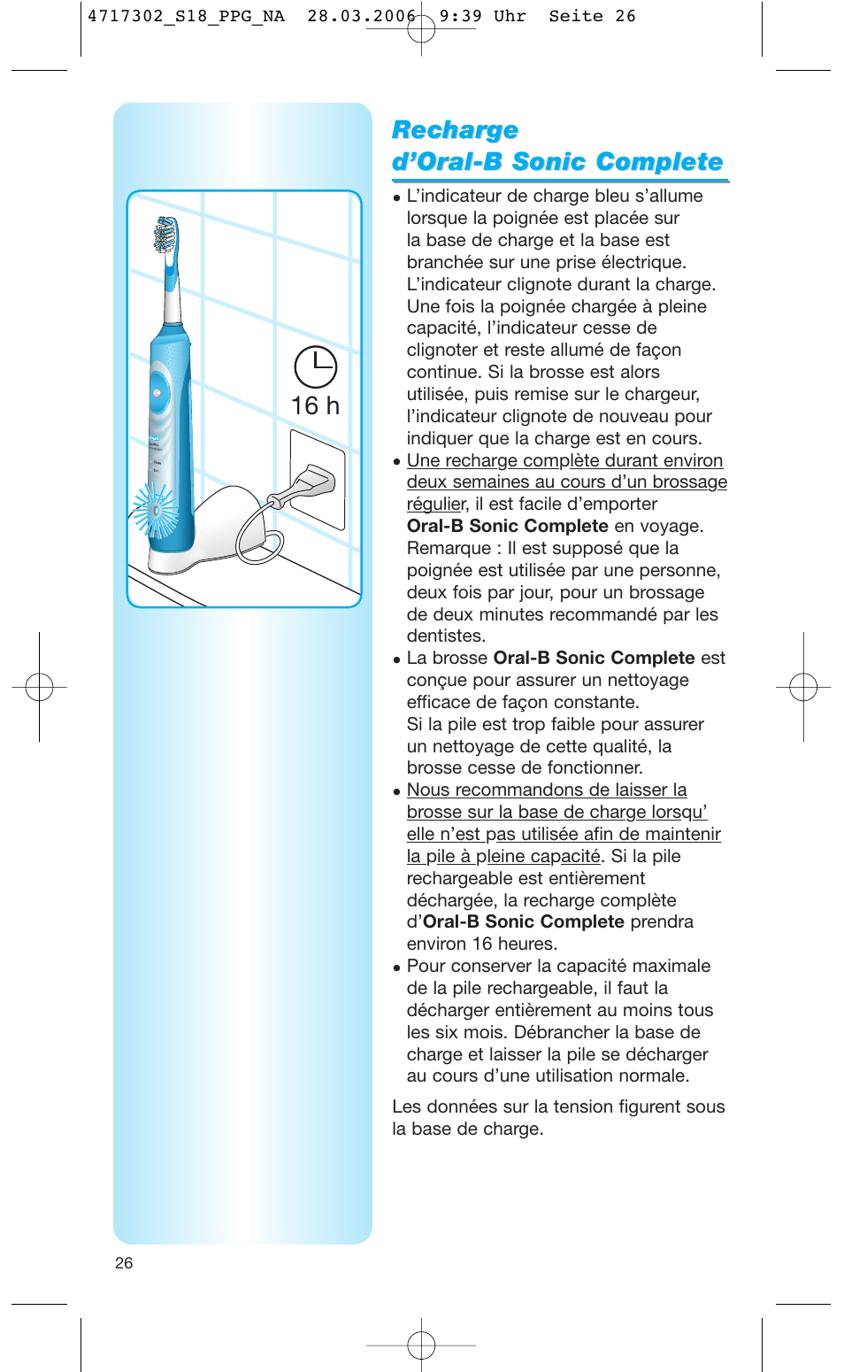 Rechar | Braun Sonic complete Toothbrush User Manual | Page 25 / 33