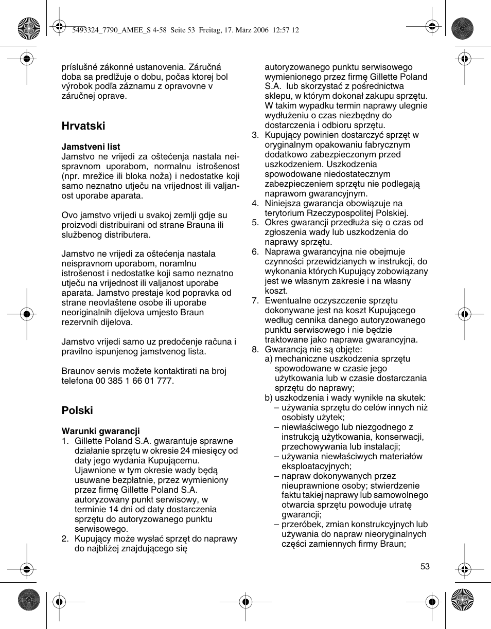 Braun SYNCROPRO 5492 User Manual | Page 53 / 57