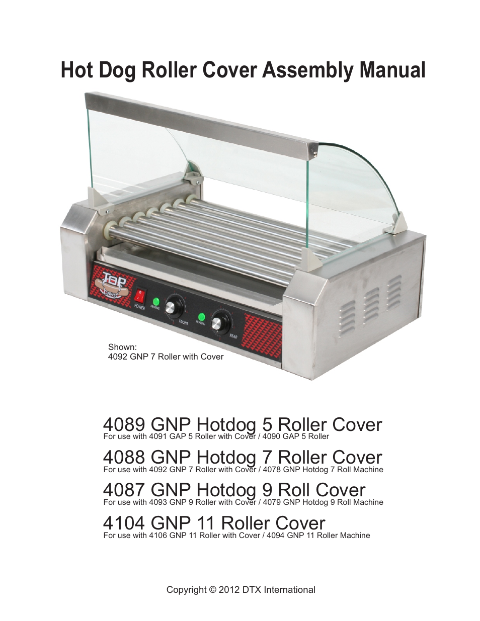 Great Northern Popcorn 4104 GNP 11 Roller Cover User Manual | 4 pages