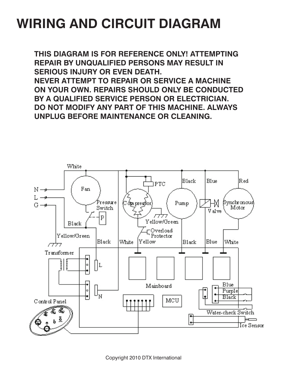 Wiring and circuit diagram | Great Northern Popcorn 6058 Portable Ice Maker User Manual | Page 6 / 7