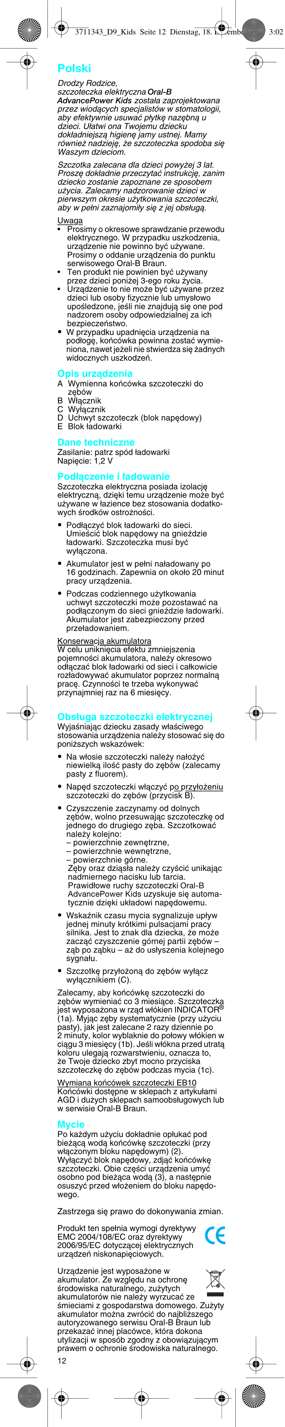 Polski | Braun D 9513 K User Manual | Page 12 / 18