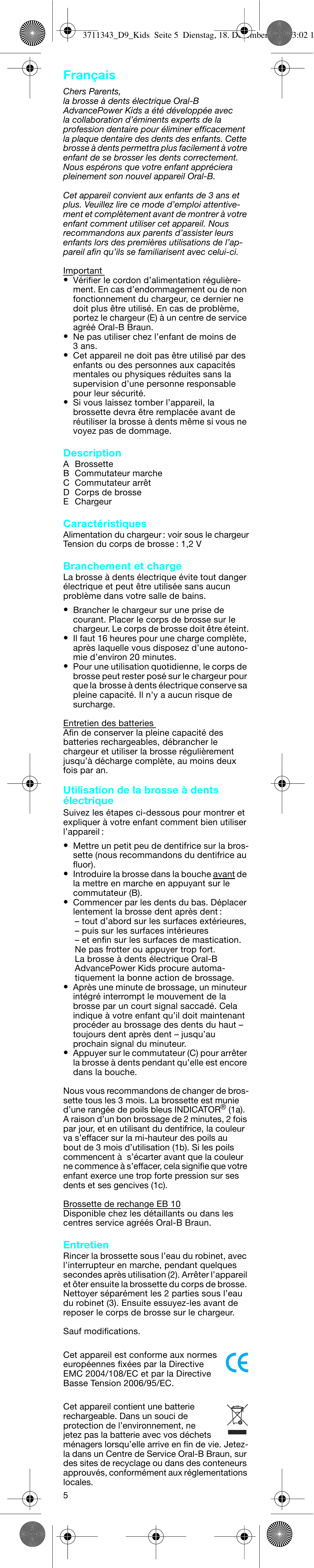 Français | Braun D 9513 K User Manual | Page 5 / 18