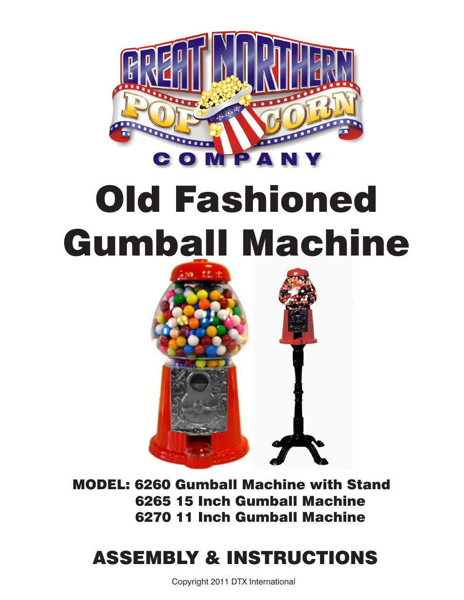 Great Northern Popcorn 6270 Gumball Machines User Manual | 4 pages