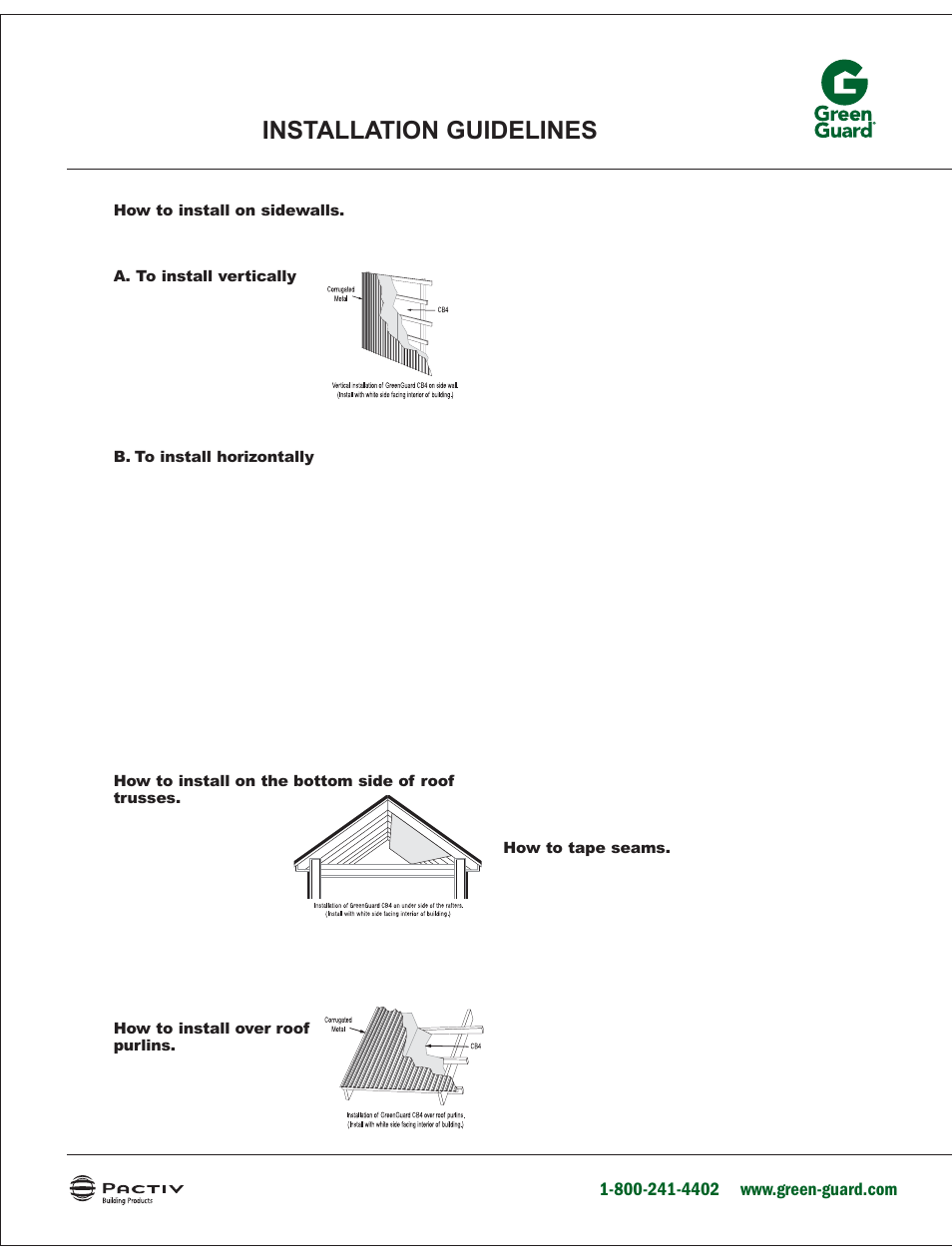 GreenGuard CB4 CONDENSATION BOARD User Manual | 2 pages