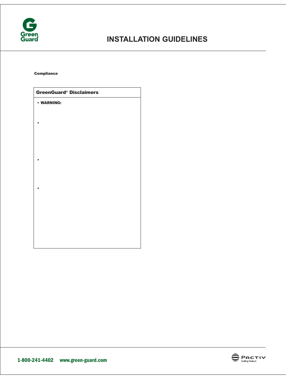 Cb4 condensation board installation guidelines | GreenGuard CB4 CONDENSATION BOARD User Manual | Page 2 / 2