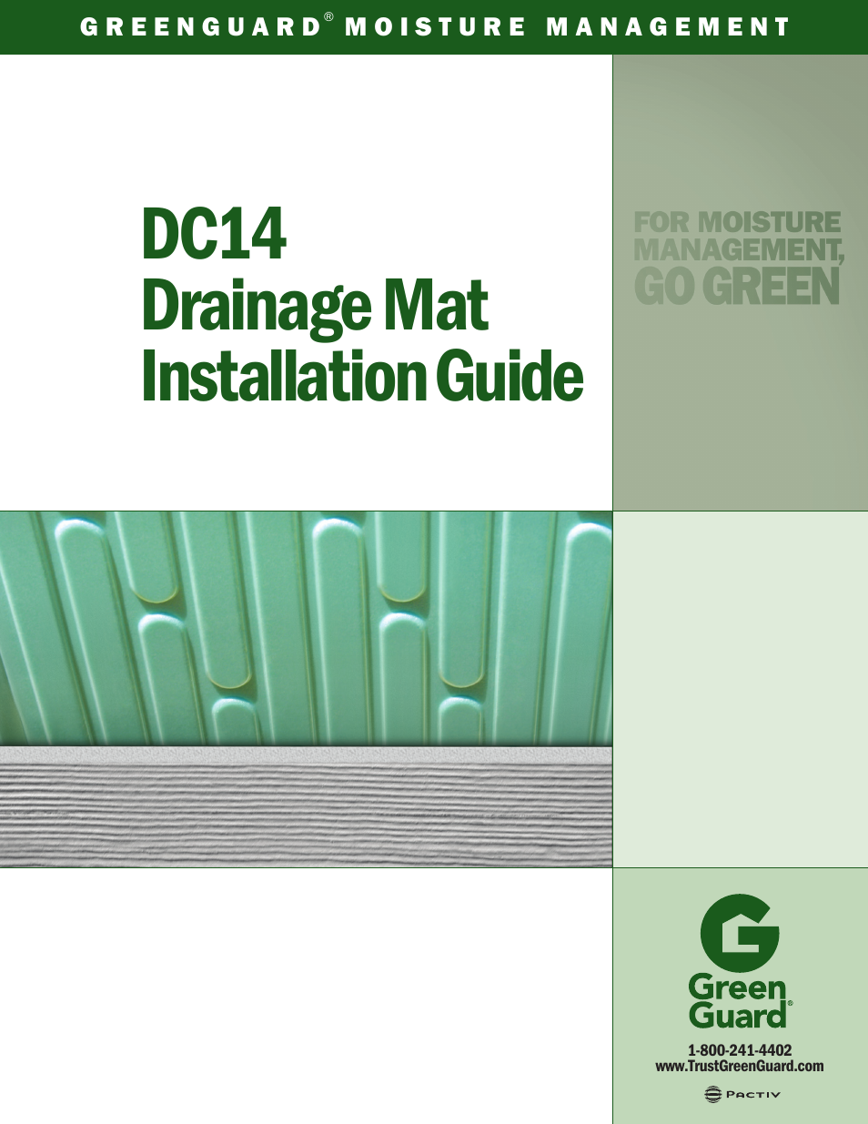 Dc14 drainage mat installation guide | GreenGuard DC14 Drainage Mat User Manual | Page 2 / 8