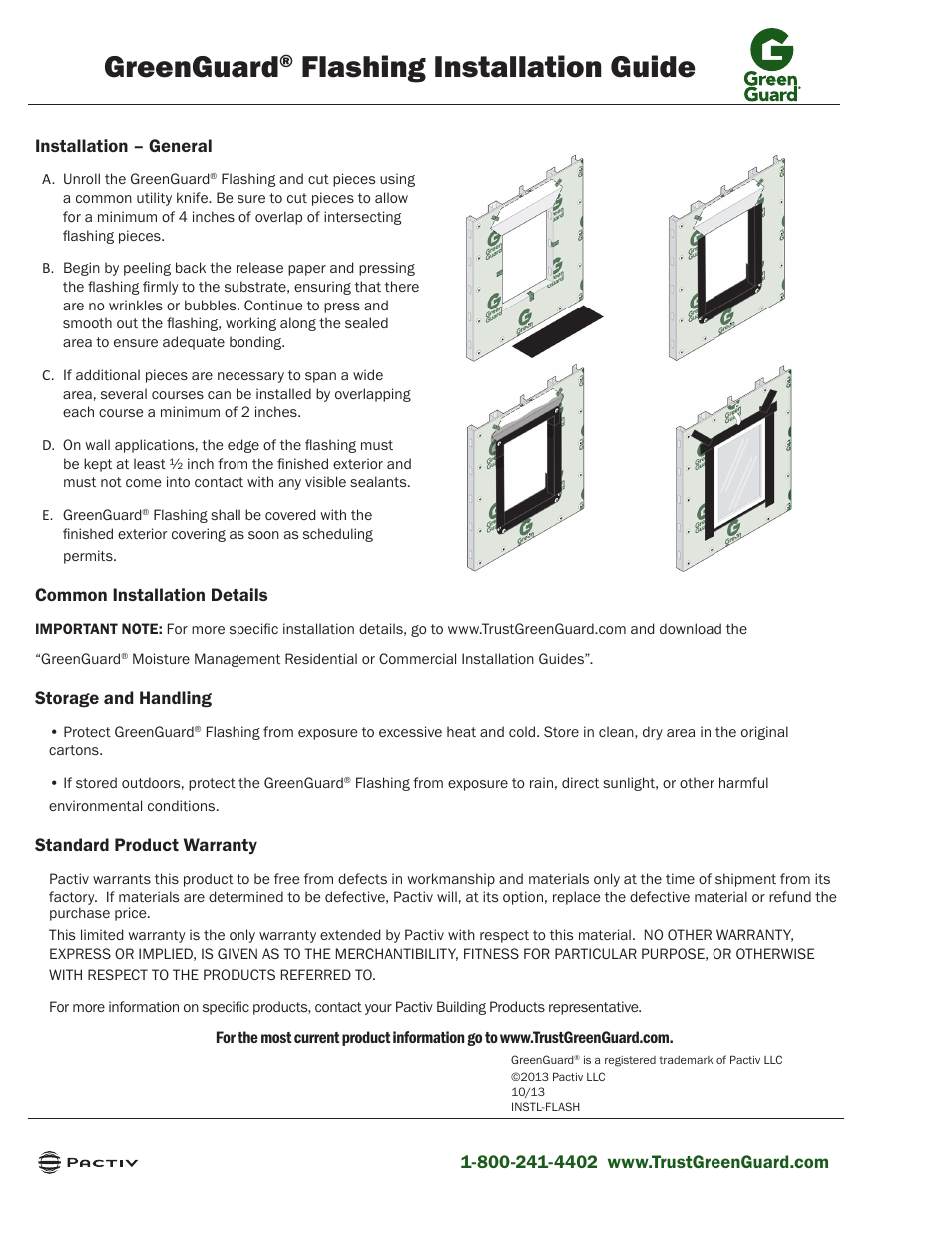 Greenguard, Flashing installation guide | GreenGuard Flashing User Manual | Page 2 / 2
