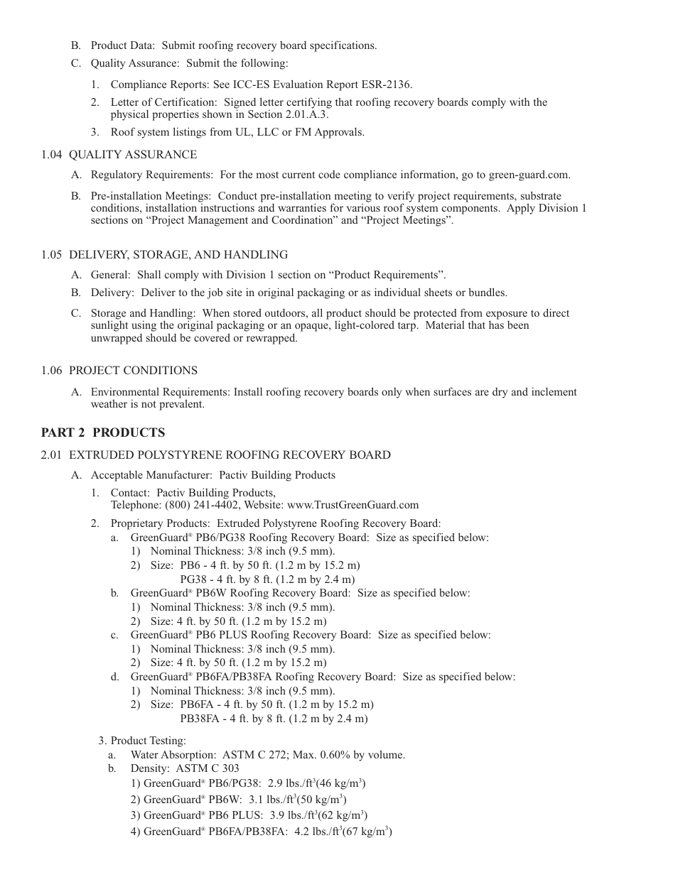 GreenGuard Roofing Recovery Boards User Manual | Page 2 / 6