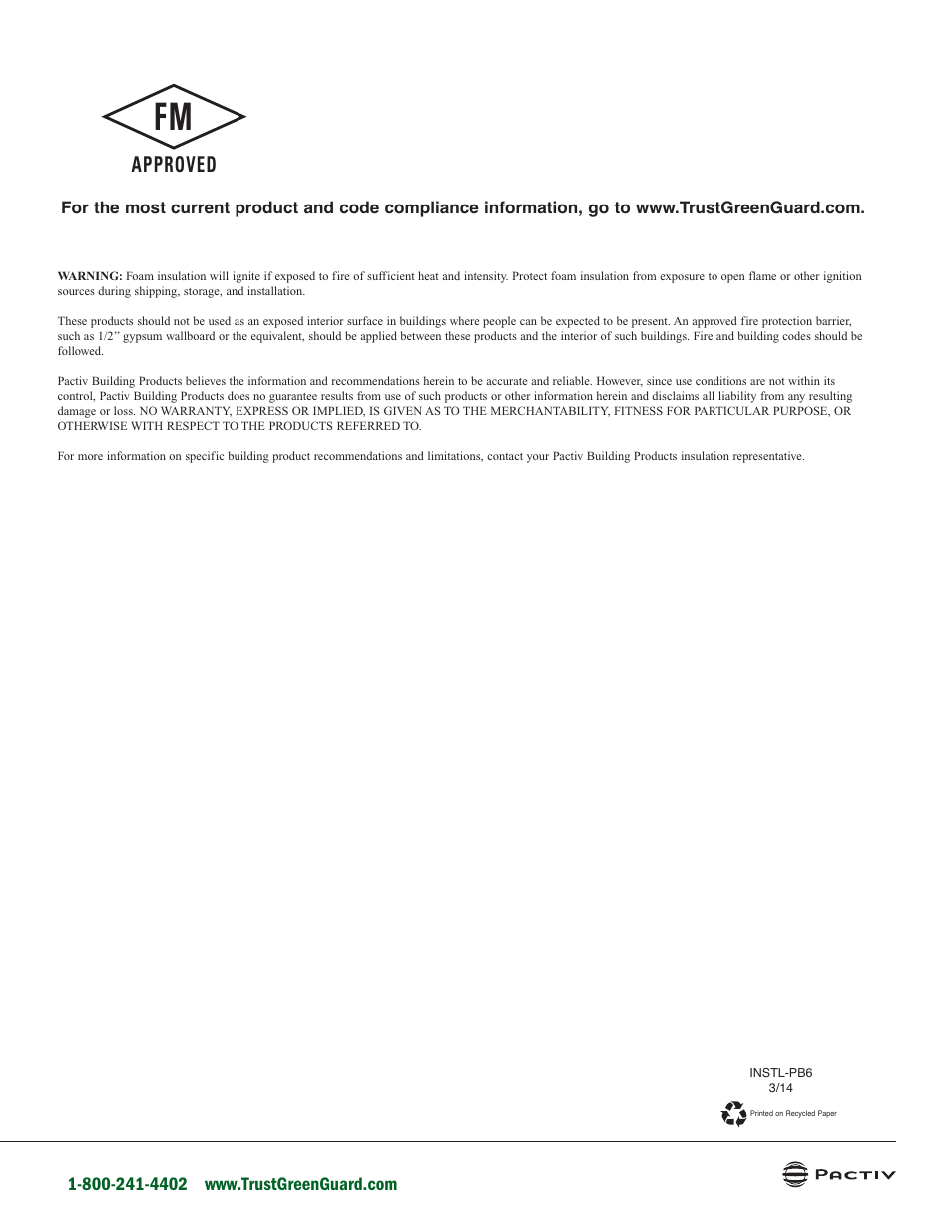 Approved | GreenGuard Roofing Recovery Boards User Manual | Page 6 / 6