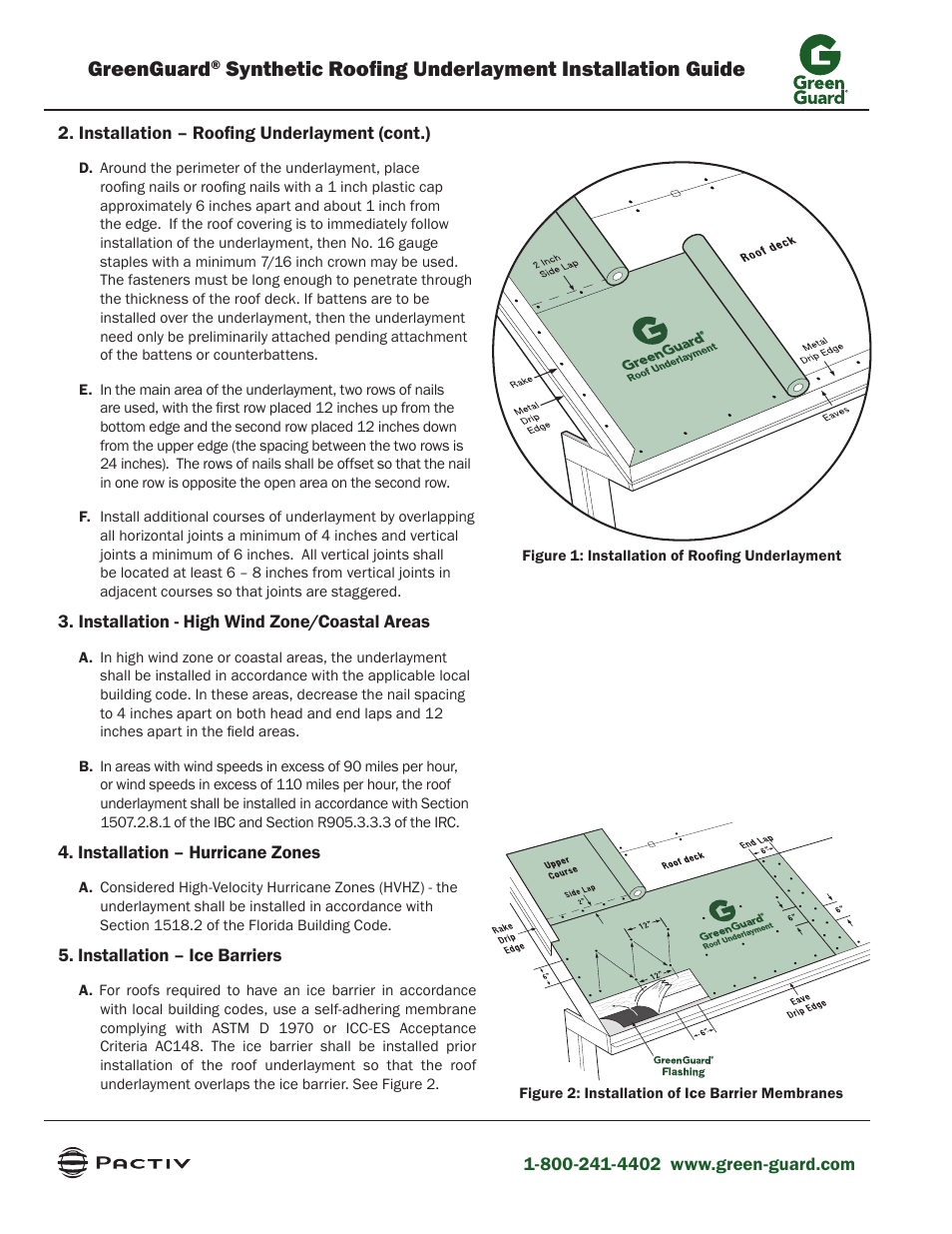 Greenguard, Synthetic roofing underlayment installation guide | GreenGuard Synthetic Roofing Underlayment User Manual | Page 2 / 4